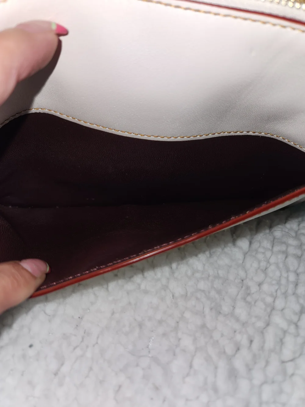 Coach 1941 White And Burgandy Leather Wristlet Or Crossbody - Picture 9 of 14